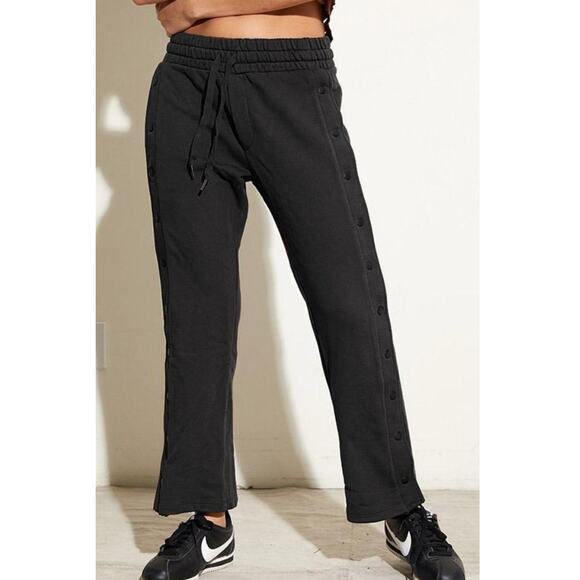 NSF Women's Small Kobe Snap Button Sweatpants Black Athletic Adjustable Workout - Picture 1 of 12